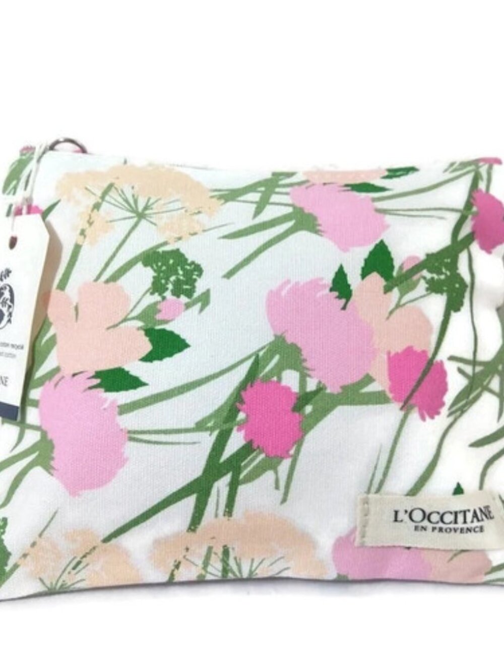 L'Occitane pink and peach Flower cosmetic Pouch bag NEW